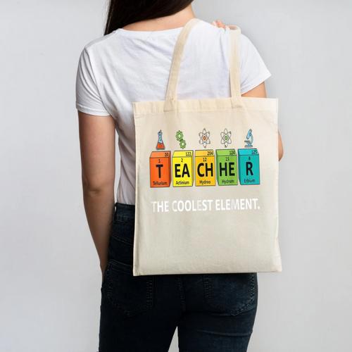 Teacher The Coolest Element Chemistry Periodic Table Science Canvas Tote Bag - teacherstshirts.com
