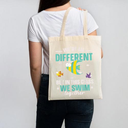 Teacher We All Different But In This Class We Swim Together Canvas Tote Bag - teacherstshirts.com