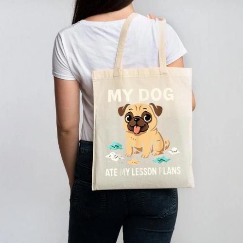 Teacher My Dog Ate My Lesson Plans School Staff Canvas Tote Bag - teacherstshirts.com