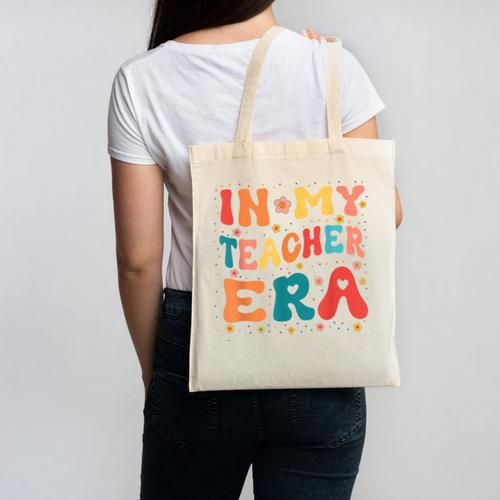 In My Teacher Era First Day Of School Back To School Retro Canvas Tote Bag - teacherstshirts.com
