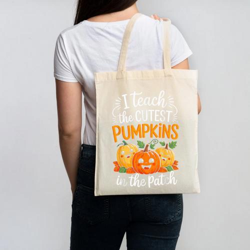 Teacher Halloween Pre-K Teacher Kindergarten Cutest Pumpkins Canvas Tote Bag - teacherstshirts.com AU