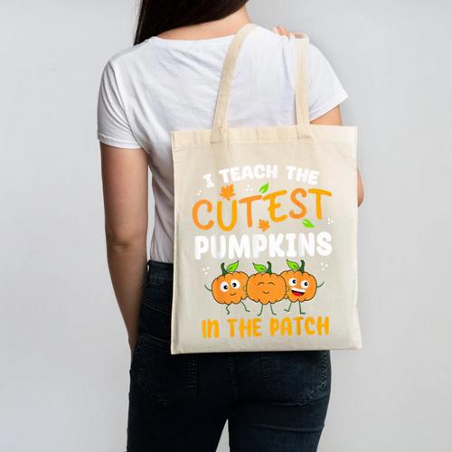 Teacher Halloween Pre-K Teacher Kindergarten Cutest Pumpkins Men Women Kids Canvas Tote Bag - teacherstshirts.com