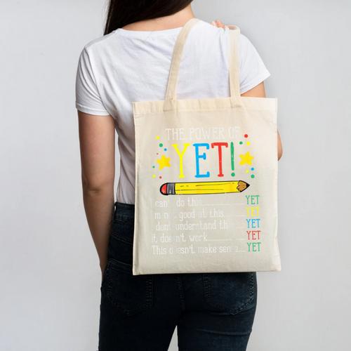 Teacher Power Of Yet Cant Do This Inspirational Women Men Canvas Tote Bag - teacherstshirts.com AU
