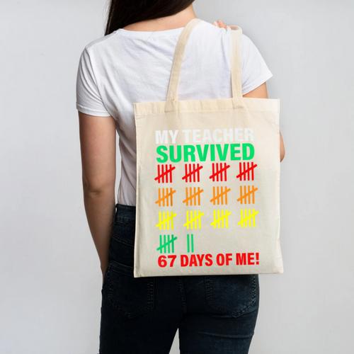 My Teacher Survived 67 Days Of Me School Kids Costume Canvas Tote Bag - teacherstshirts.com
