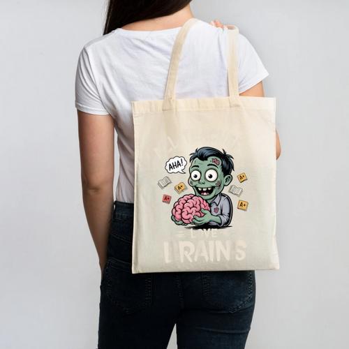 Teachers Love Brains Tee-Shirt Men Women Halloween Teacher Canvas Tote Bag - teacherstshirts.com CA
