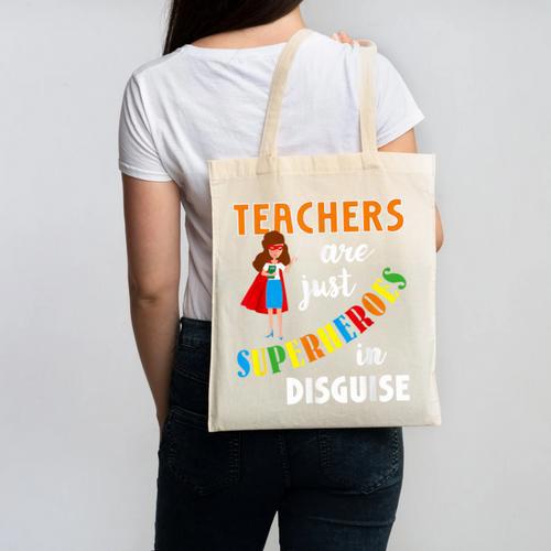 Teachers Are Superheroes Graduation School Teachers Canvas Tote Bag - teacherstshirts.com DE
