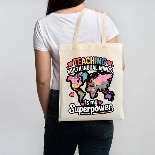 Teaching Multilingual Minds Learners English ESL Teacher Canvas Tote Bag - teacherstshirts.com