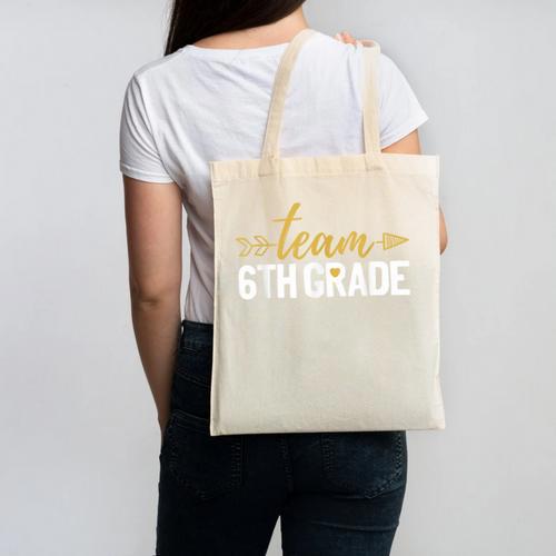 Team 6th Grade Hello Sixth Grade Crew Squad Teacher Kids Canvas Tote Bag - teacherstshirts.com AU