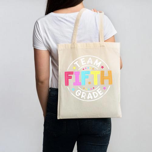Team Fifth Grade Teacher Back To School 5th Grade Squad Kids Canvas Tote Bag - teacherstshirts.com AU