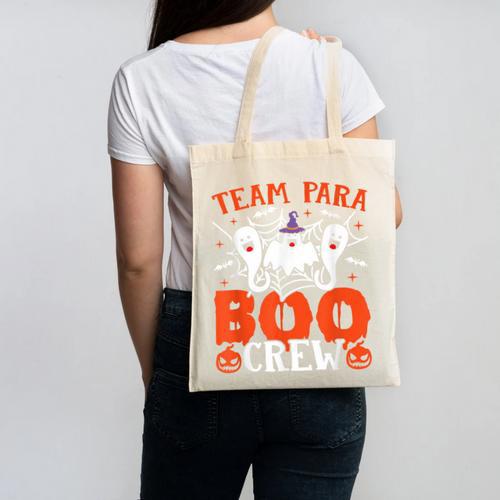 Team Para Boo Crew Halloween Ghost Paraprofessional Teacher Canvas Tote Bag - teacherstshirts.com
