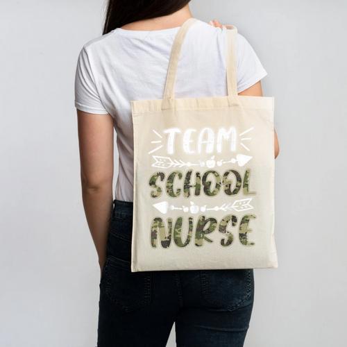 Team School Nurse Camo Teacher Student Back To School For Men Women Canvas Tote Bag - teacherstshirts.com CA