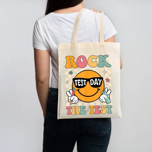 Test Day Rock The Test Teacher Testing Day You Got This Canvas Tote Bag - teacherstshirts.com AU