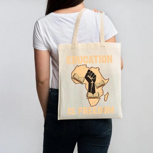 History Education Is Freedom African Map Black Teacher Canvas Tote Bag - teacherstshirts.com AU