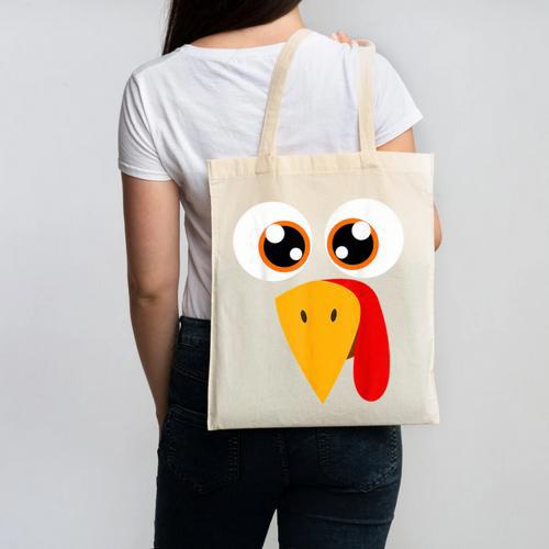 Turkey Face Halloween Costume Thanksgiving Teacher Nurse Canvas Tote Bag - teacherstshirts.com DE