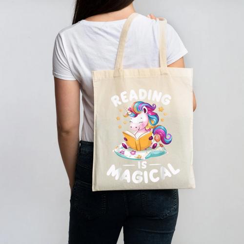 Unicorn Teacher Reading Is Magical Book Canvas Tote Bag - teacherstshirts.com UK