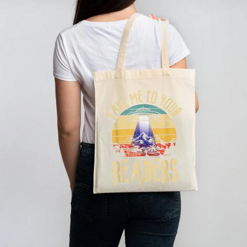 Vintage Take Me To Your Readers English Teacher Alien Space Men Women Canvas Tote Bag - teacherstshirts.com