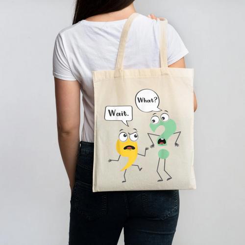 Wait What English Teacher Grammar Police Grammarian Canvas Tote Bag - teacherstshirts.com CA