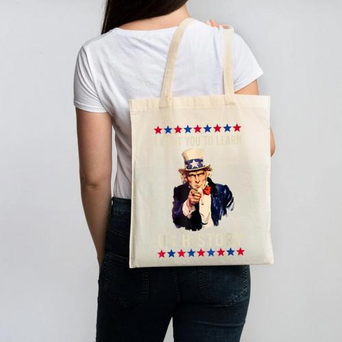 I Want You To Learn US History American Teacher School For Men Women Canvas Tote Bag - teacherstshirts.com