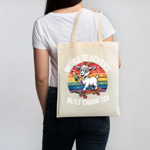 Weird Teachers Build Character Teacher Canvas Tote Bag - teacherstshirts.com