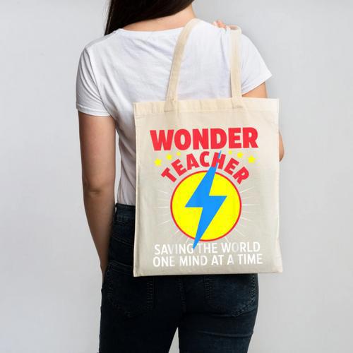 Wonder Teacher Costume Shirt Teacher Halloween Costume Men Women Canvas Tote Bag - teacherstshirts.com