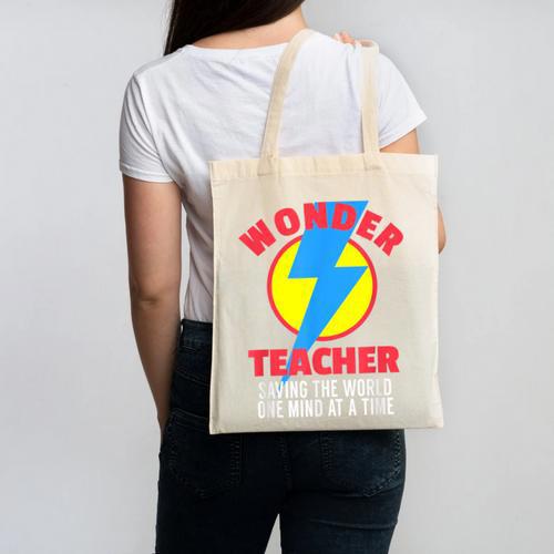 Wonder Teacher Costume Shirt Teacher Halloween Costume Tee Canvas Tote Bag - teacherstshirts.com AU