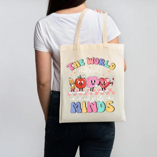 The World Needs All Kinds Of Minds Special Education Teacher Canvas Tote Bag - teacherstshirts.com