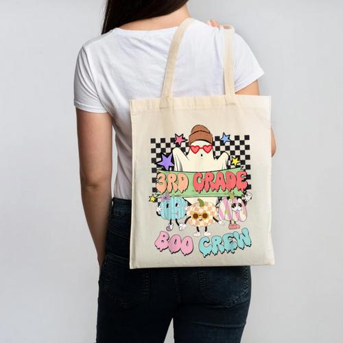 3rd Grade Boo Crew Third Grade Halloween Costume Teacher Kid Canvas Tote Bag - teacherstshirts.com UK