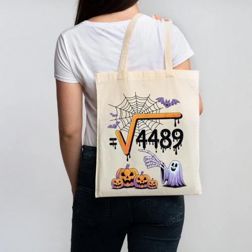 4489 Square Root 67 Math Teacher Halloween Costume Professor Canvas Tote Bag - teacherstshirts.com CA