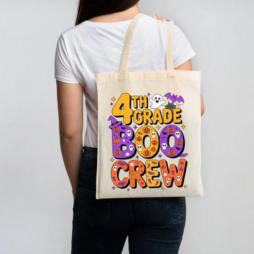 4th Grade Boo Crew Ghost Halloween Teacher Costume Canvas Tote Bag - teacherstshirts.com UK
