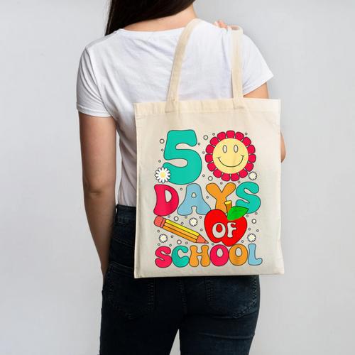 50 Days Of School Teacher Happy 50th Day Of School Kids Canvas Tote Bag - teacherstshirts.com AU