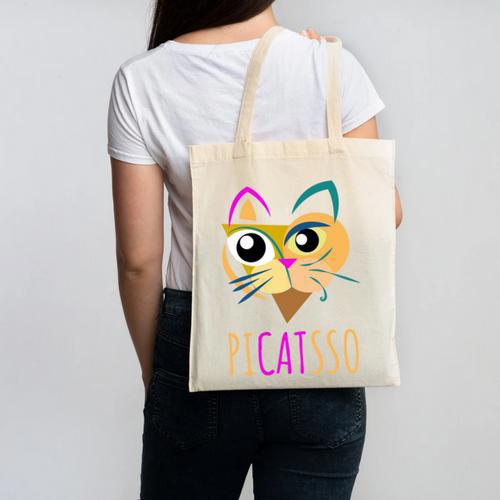 Abstract Cat Art Picatsso Shirt For Art Teachers Canvas Tote Bag - teacherstshirts.com