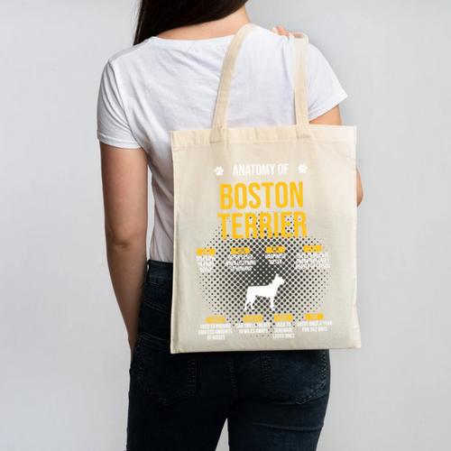 Anatomy Of Boston Terrier Dog Lover Canvas Tote Bag - Bostonterriersmerch.com CA