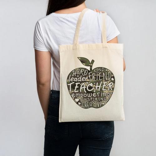 Apple Camoflauge Clothing Camo Student Teacher Cute School Canvas Tote Bag - teacherstshirts.com DE