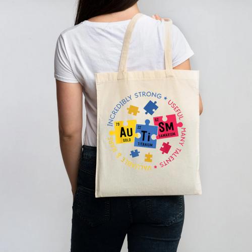 Autism Awareness Shirt Periodic Puzzle Science Teacher Men Women Kids Canvas Tote Bag - teacherstshirts.com AU