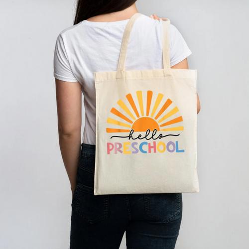Back To School Hello Preschool For Kids Teacher Women Canvas Tote Bag - teacherstshirts.com AU