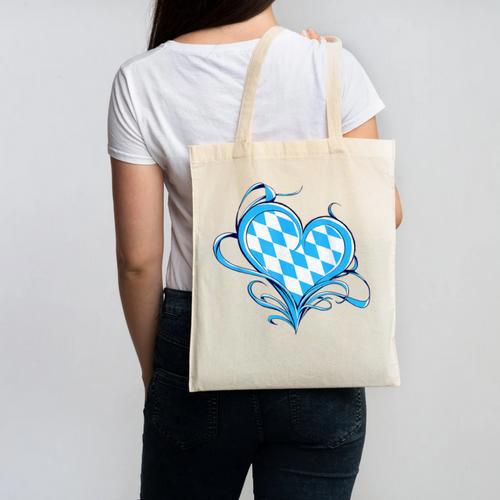 Bavarian Flag As Heart Blue Diamond Bavaria Canvas Tote Bag - Bostonterriersmerch.com DE