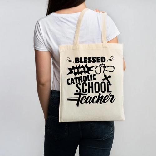 Blessed To Be A Catholic School Teacher Christian Teaching Canvas Tote Bag - teacherstshirts.com AU