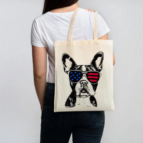 Boston Terrier Dog 4th July America USA Flag Men Women Kids Canvas Tote Bag - Bostonterriersmerch.com DE