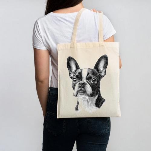 Boston Terrier Dog Motif Pet Illustration Boston Terrier For Men Women Kids Canvas Tote Bag - Bostonterriersmerch.com CA