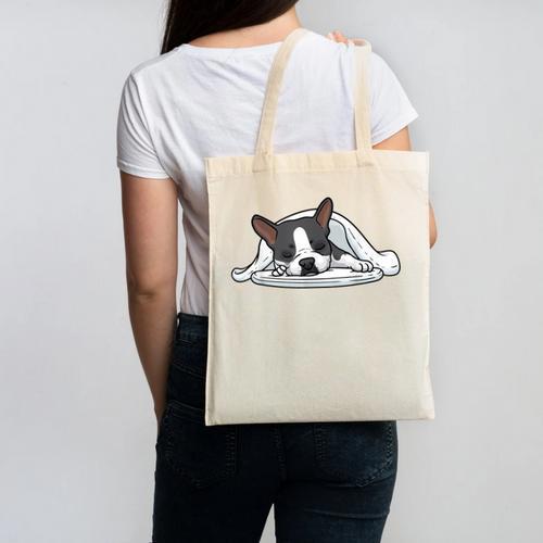 Boston Terrier Dog Official Sleeping Men Women Girls Kids Canvas Tote Bag - Bostonterriersmerch.com