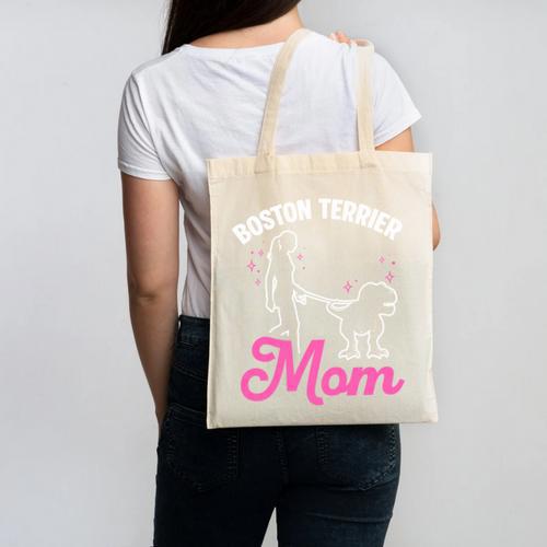 Boston Terrier Mom Canvas Tote Bag - Bostonterriersmerch.com