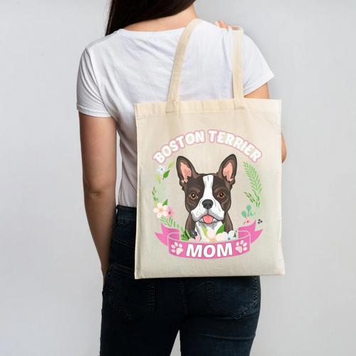 Boston Terrier Mom Mother's Day Canvas Tote Bag - Bostonterriersmerch.com