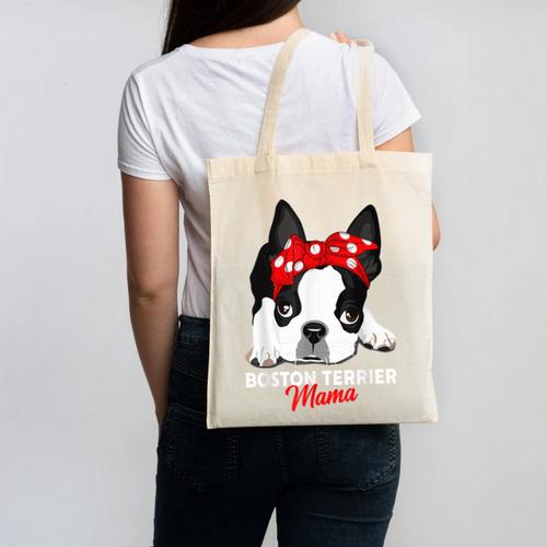 Boston Terrier Mum Dog Woman Idea Canvas Tote Bag - Bostonterriersmerch.com DE