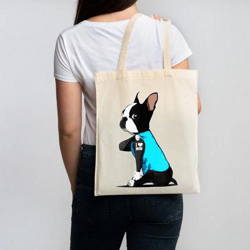 Boston Terrier Tattoos I Love Mom Canvas Tote Bag - Bostonterriersmerch.com