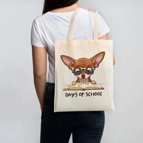 Chihuahua 100 Days Of School Rainbow Glasses Teacher Canvas Tote Bag - teacherstshirts.com AU