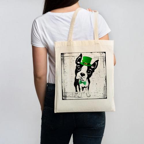 Cool Saint Patrick's Boston Terrier T Shirt For Dogs Lovers Canvas Tote Bag - Bostonterriersmerch.com