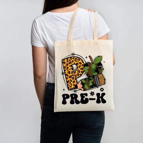 Cute Camo Pre K Back To School Teacher Kid Preschool Canvas Tote Bag - teacherstshirts.com AU