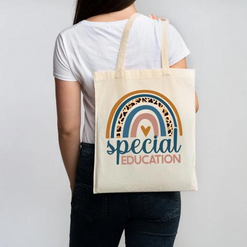 Cute Special Education Leopard Print SPED Teacher Idea Canvas Tote Bag - teacherstshirts.com AU