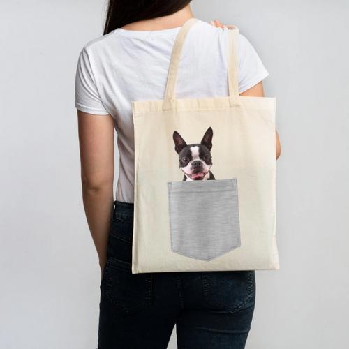Dog In Your Pocket Boston Terrier For Men Women Girls Kids Canvas Tote Bag - Bostonterriersmerch.com