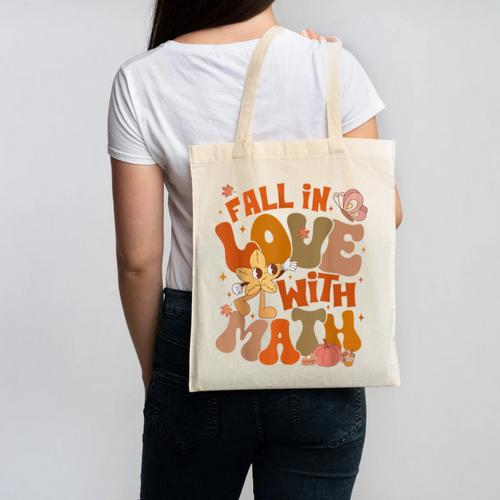 Fall In Love With Science Math Teacher Fall Thanksgiving Canvas Tote Bag - teacherstshirts.com AU